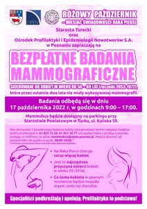 Zdjęcie główne dla wydarzenia: Bezpłatna mammografia - 17 października 2022 roku